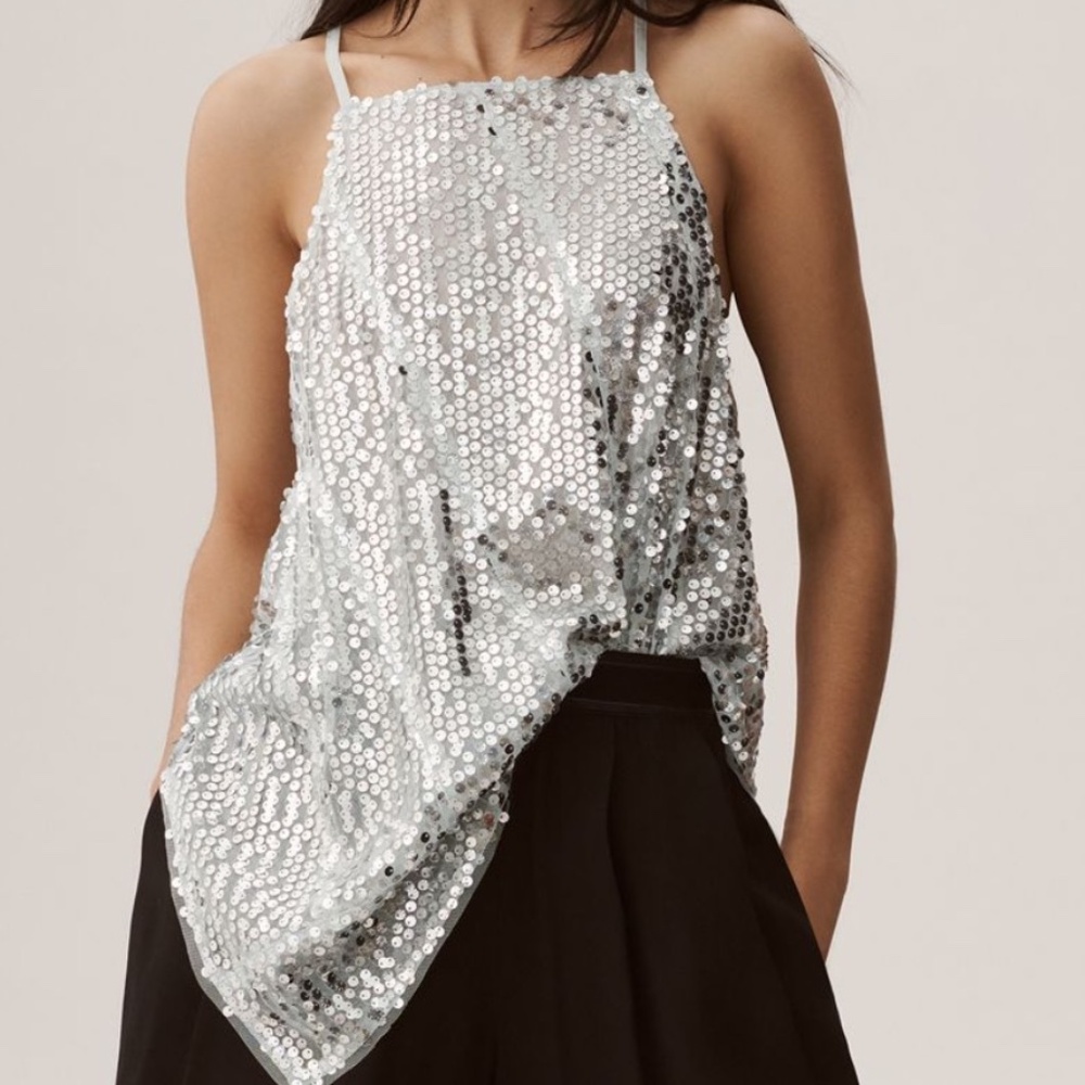 Anthropologie XLP blue and silver sparkly top, New Years! Goin out! Party !🎉